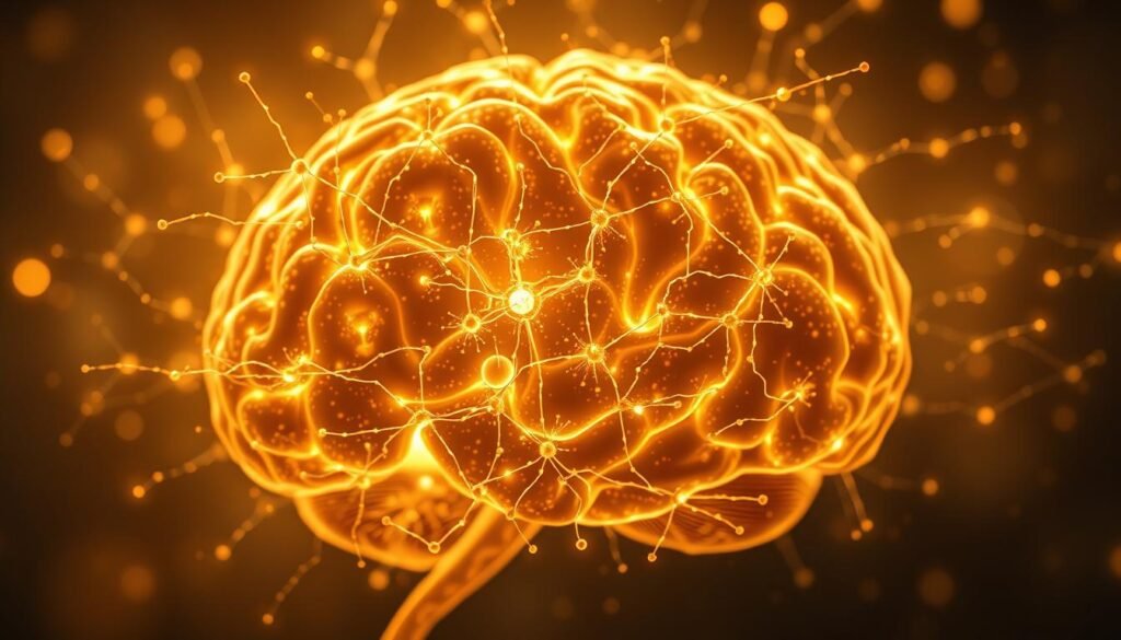 A cerebral cortex composed of intricate, interconnected neural pathways, representing the brain's remarkable capacity for adaptation and neuroplasticity. Shimmering, ethereal synapses create a mesmerizing web of light and energy, symbolizing the dynamic, ever-changing nature of the mind. Diffused, warm lighting casts a contemplative glow, evoking a sense of resilience, growth, and the power to overcome professional challenges. Floating, disembodied forms suggest the mind's ability to transcend physical limitations, adapting and transforming in response to new stimuli and experiences.